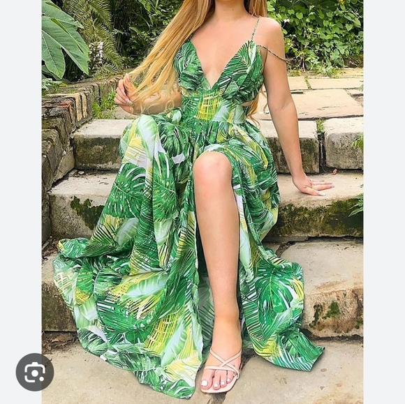 Fashion Nova Key West Maxi Tropical Dress Sz Medium  Womens Long Summer - Picture 5 of 15